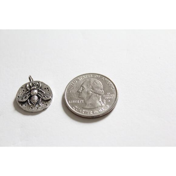 Sterling Silver Ancient Bee Coin Charm - Picture 2 of 3
